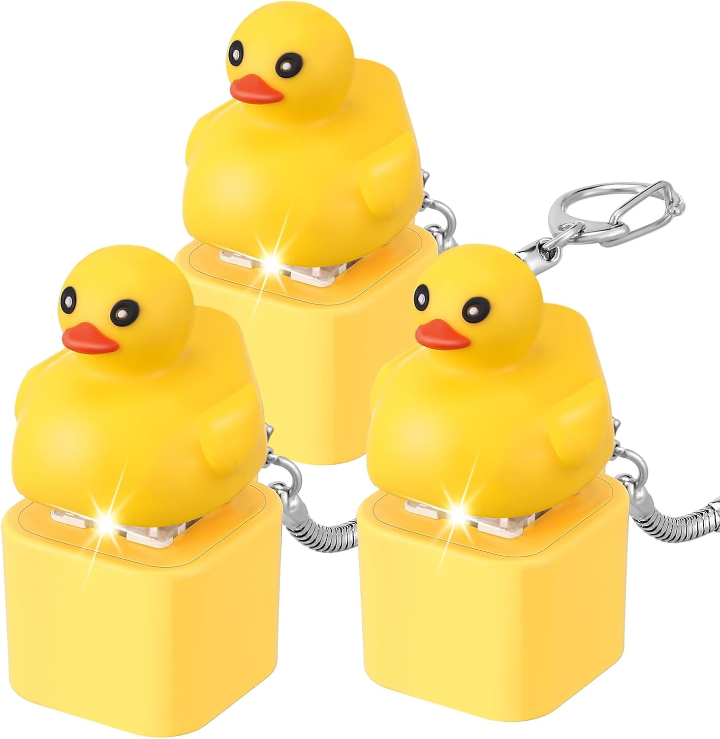 3 Pcs Quacking Duck Keychain Fidget Toy Rechargeable Duck Keyboard