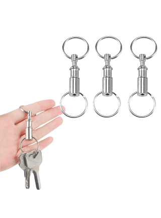 Mechcos Metal Keychain Car Fob Key Chain Holder Clip with Detachable Valet Key Ring & Anti-lost D-Ring for Men and Women