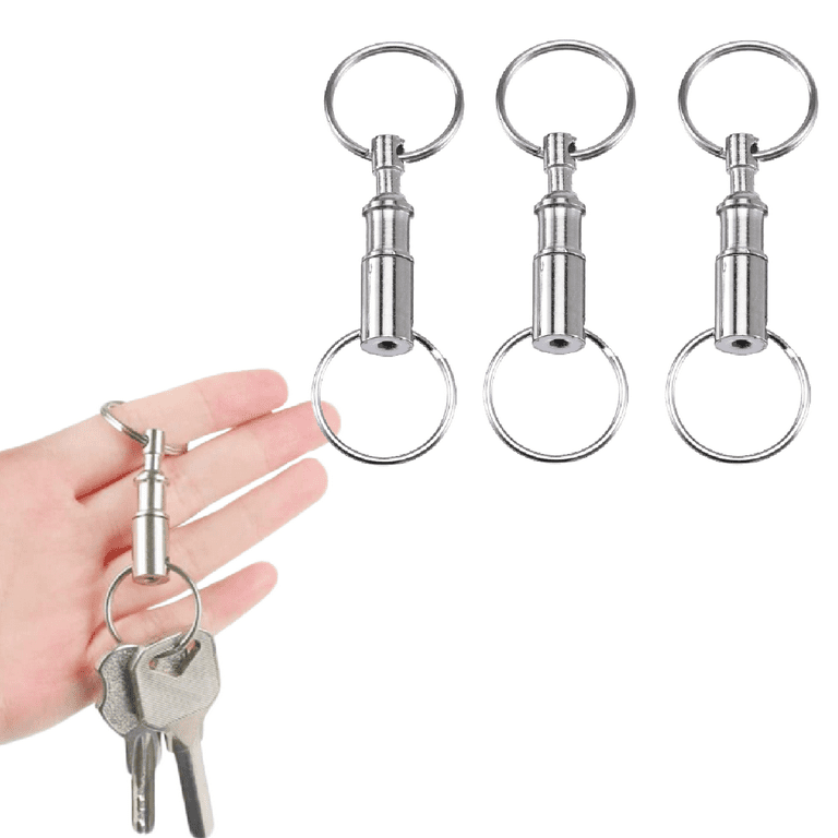 Personalized Silver Detachable Valet Keychain Engraved Keychain