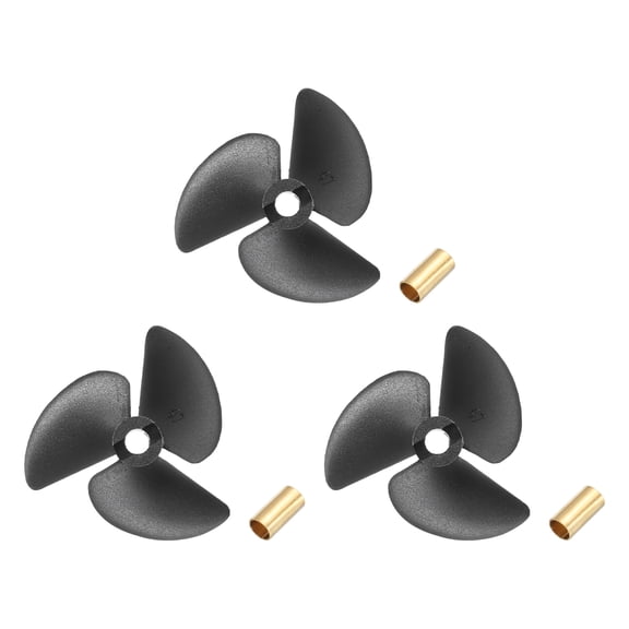 3 Pcs RC Boat Propeller, 3 Blades Propellers 4mm Hole Dia 47mm OD CW Clockwise Rotating Drill Propeller, Black