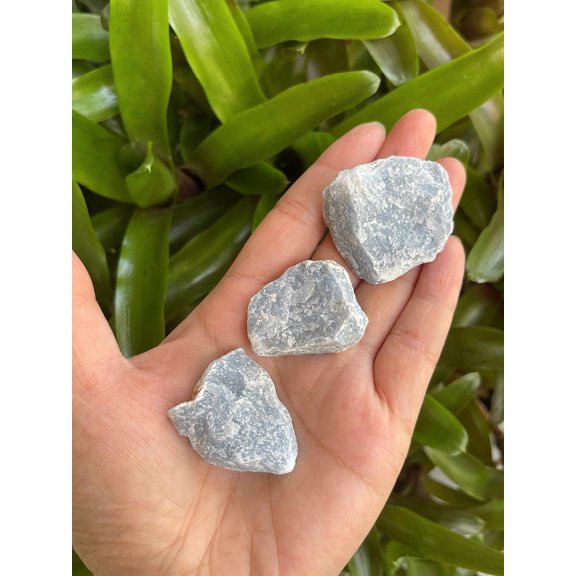 3 Pcs Raw Angelite Crystals, Natural Angelite Stone, Natural Rough Angelite crystals, Angelite Rough, Angelite Healing Crystals (Angelite)