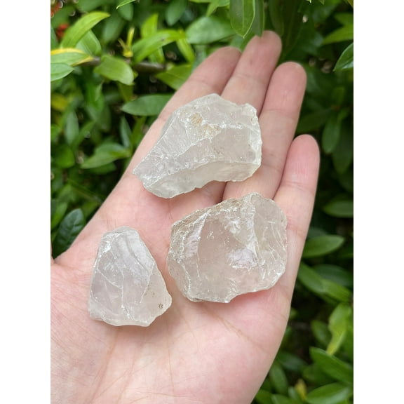 3 Pcs Raw Clear Quartz Crystals, Natural Clear Quartz Stone, Natural Rough Clear Quartz crystals, Clear Quartz Rough, Clear Quartz Healing Crystals (Clear Quartz)