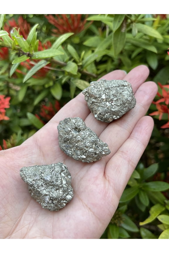 3 Pcs Raw Pyrite Crystals, Natural Pyrite Stone, Natural Rough Pyrite crystals, Pyrite Rough, Pyrite Healing Crystals (Pyrite)