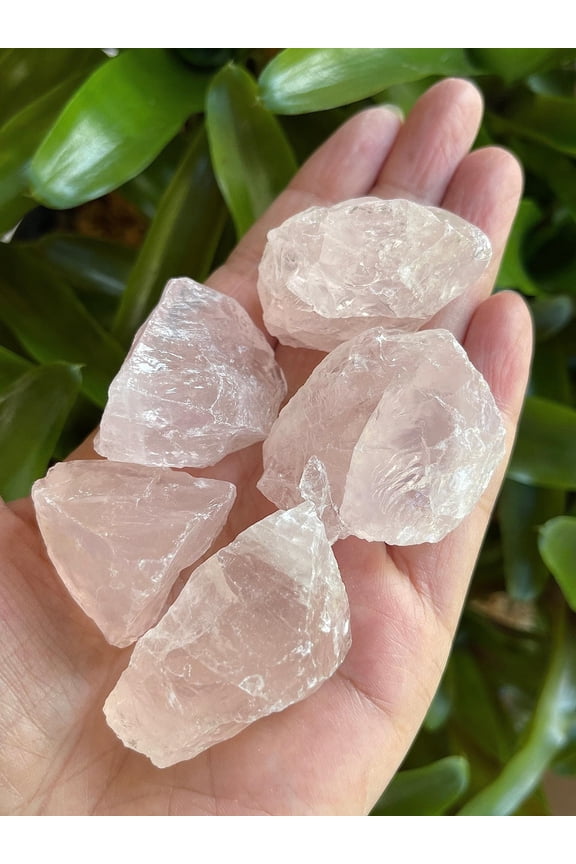 3 Pcs Raw Rose Quartz Crystals, Natural Rose Quartz Stone, Rough Rose Quartz crystals, Rose Quartz Rough, Healing Crystals (Rose Quartz)