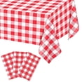 thumbnail image 1 of 3 Pcs Red Checkered Tablecloth 54 ×108 Inches Rectangle Red Gingham Tablecloth Disposable Plastic Waterproof Table Cover for Outdoor Picnic Kitchen Holiday Birthday Party, 1 of 10