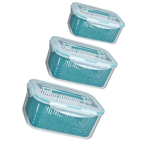 3 Pcs Refrigerator Storage Bins Pantry Items Baskets Drawer Vegetables Clear Fridge