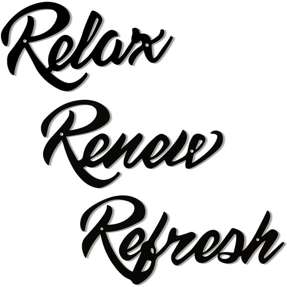 3 Pcs Relax Renew Refresh Signs Farmhouse Bathroom Art Signs Black Metal Relax Renew Refresh Wall Decor Metal Wall Decor for Home Bathroom Decoration