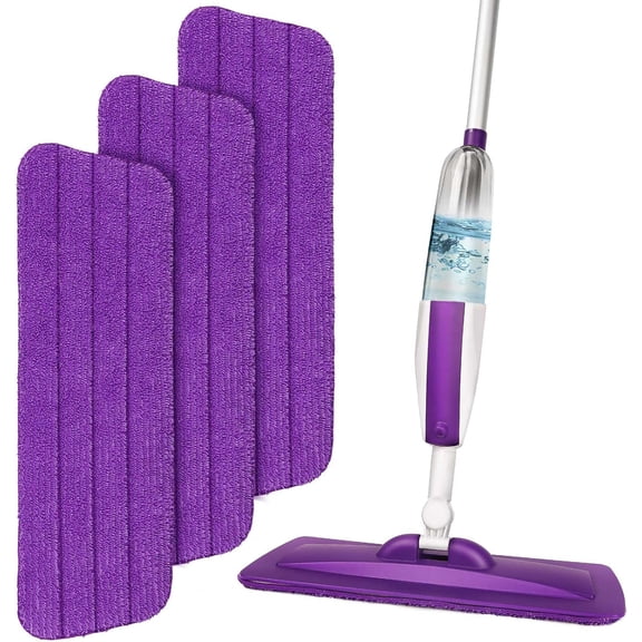 3 Pcs Replacement Microfiber Pad for Universal Commercial 16.5 Inch Mop Head,Flat Mop Head,Wet & Dry Commercial Cleaning Refills Reusable Mop Refills Fit for Most Microfiber Flat Mop System(Purple)