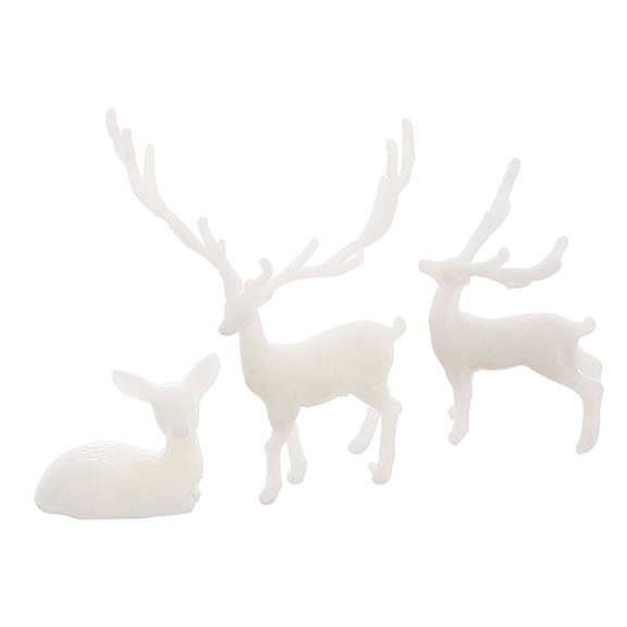 3 Pcs Resin Elk Sculpture Ornament Small Decoration Deer White