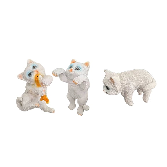 3 Pcs Resin Hanging Cat Figurines - Miniature Fairy Garden Decor, Cute Pot Hanger & Vase Hugger for Terrarium, Aquarium, Balcony & Patio - Whimsical Outdoor/Indoor Animal Ornaments