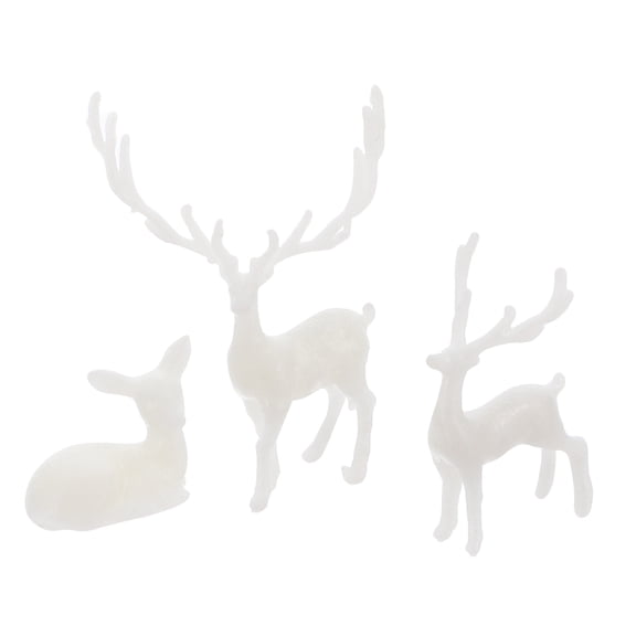 3 Pcs Resin Miniature Elk Decors Sculpture Fair Garden Deer Figurines White