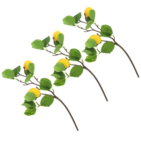 3 Pcs Restaurant Decor Simulation Branch Accessories Artificial Lemon for Table Yellow