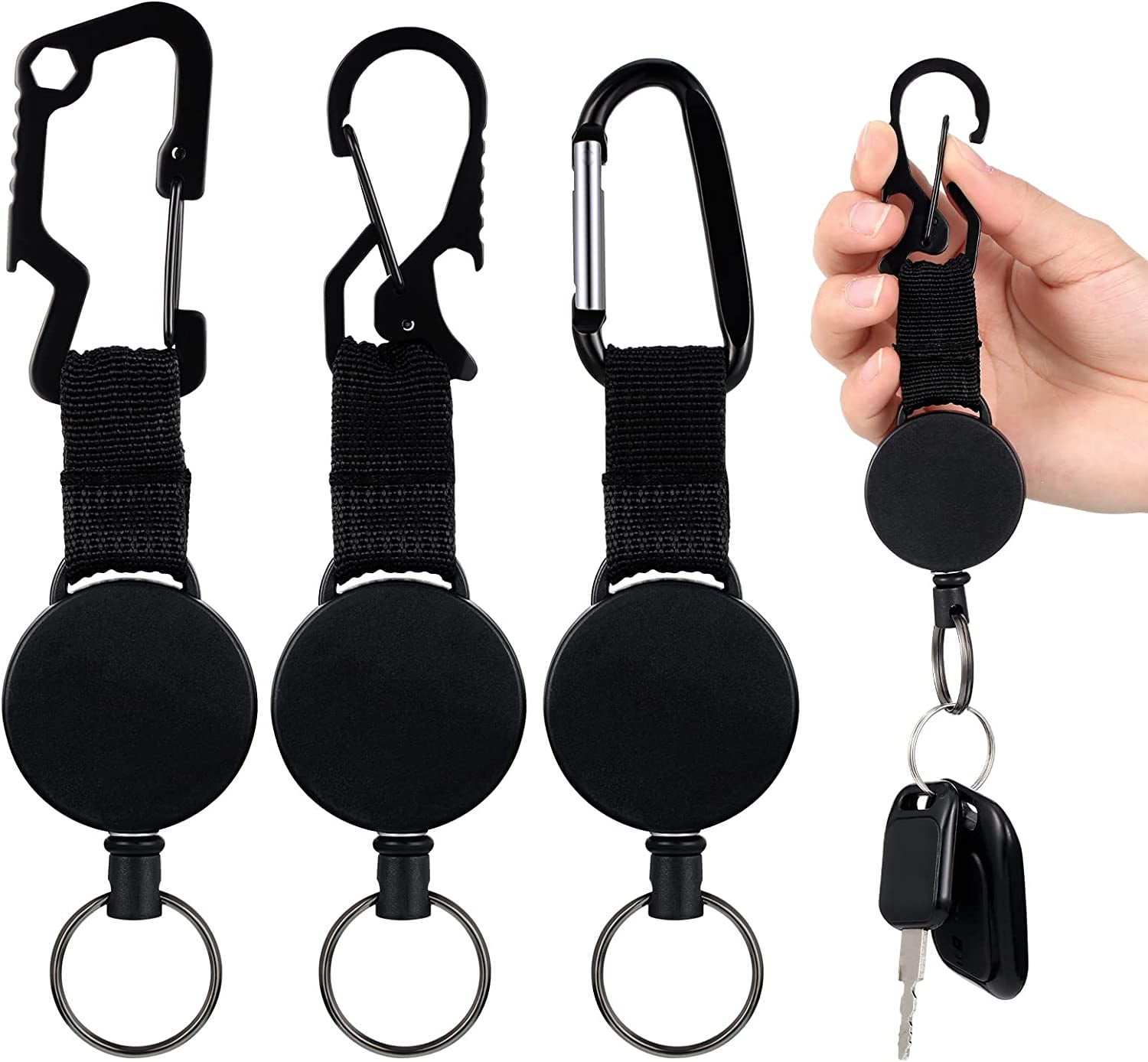 3 Pcs Retractable Key Chain Multitool Heavy Duty Badge Holder