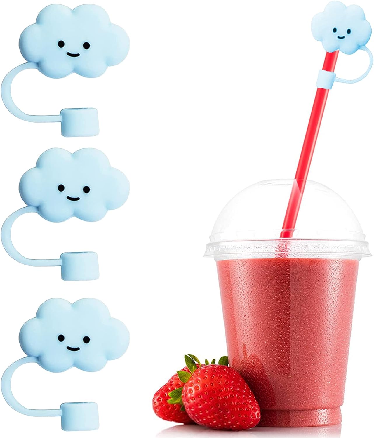 3 Pcs Reusable Silicone Straw Tips Cover, Straw Covers Cap for Reusable ...