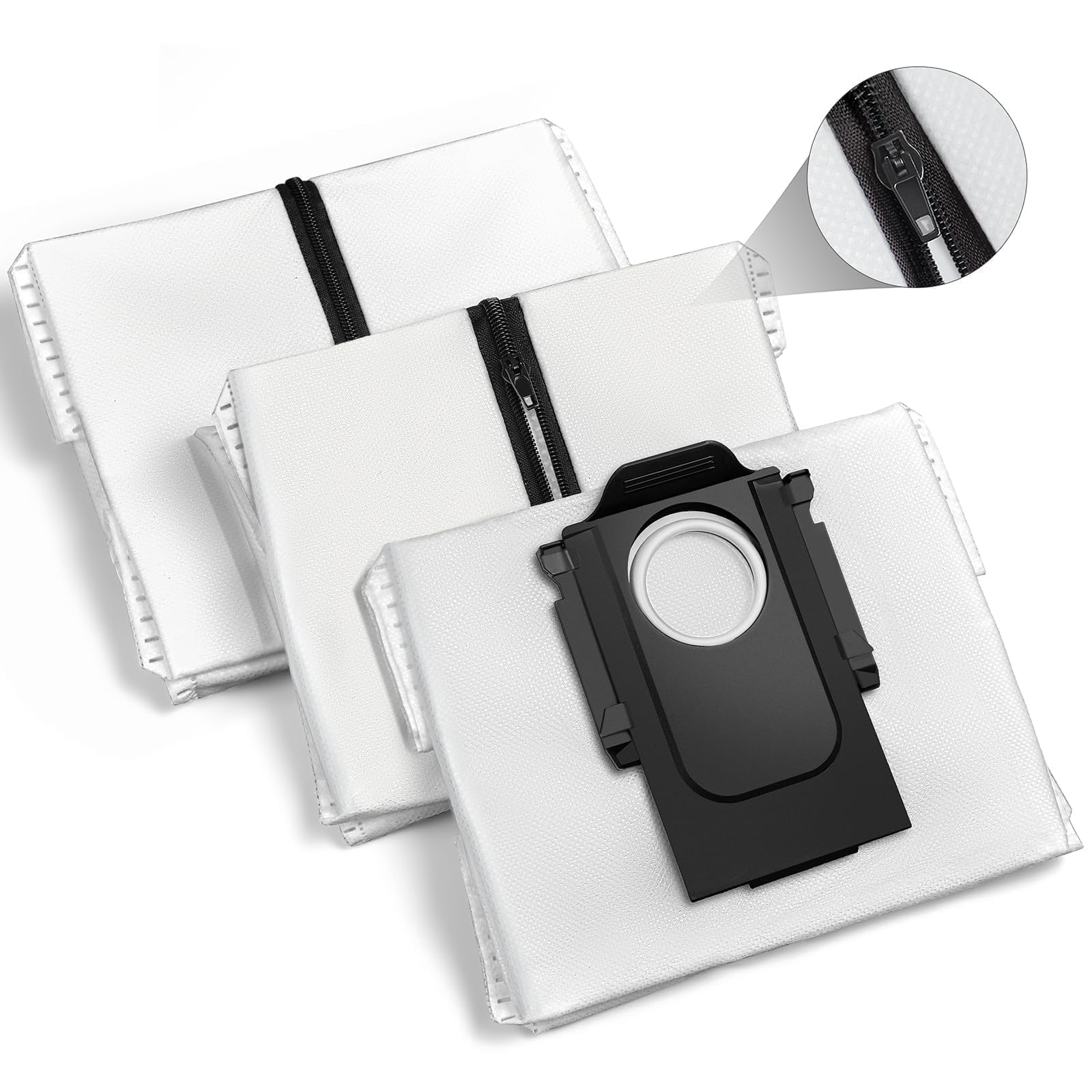 3 Pcs Reusable Zippered Dust Bags for Roborock QRevo/ S8 MaxV Ultra/ Saros 10R/ Qrevo S/ Qrevo Curv/ Qrevo Pro/Qrevo Edge Vacuum Cleaner Replacement Dust Bags 2