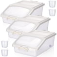 3 Pcs Rice Storage Container 11 lb Airtight Flour Container with Wheels ...