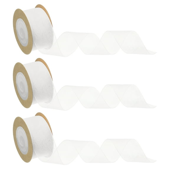 3 Pcs Roll Sheer Organza Ribbon Organza Ribbon 1 Inch 10 Yard Sheer Ribbon White