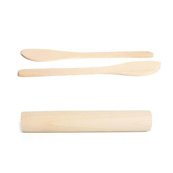 NIAIZEK 3Pcs Beige Lotus Wood Dumpling Skin Maker Set for Dough and Noodles Rolling