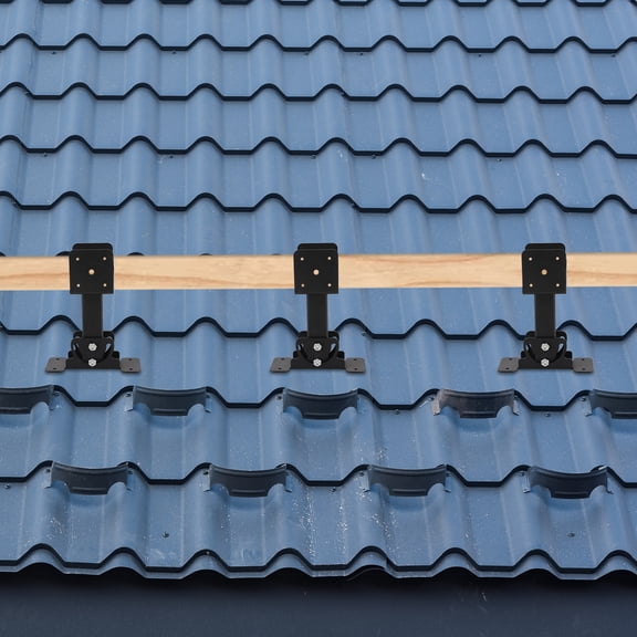 3 Pcs Roof Riser Brackets Kit, HeavyDuty 180 Degree Adjustable Iron Wood Beam Mounting Brackets, Black WeatherResistant Roof Support Brackets for Pergola, Gazebo and Patio