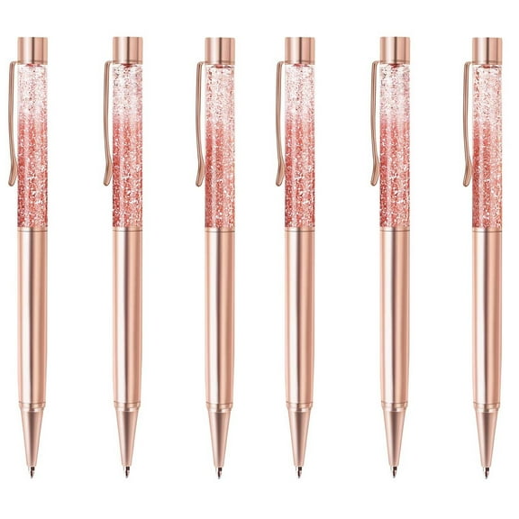 3 Pcs Rose Gold Ballpoint Pens Metal Pen Bling Dynamic Liquid Sand Pen Pretty Pens With Refills Black Ink Office Supplies Gift Pens For Christmas Wedding Birthday
