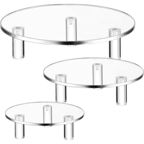 3 Pcs Round Acrylic Display Riser Clear Round Stands Clear Pedestal Riser Board for Cake Plant Dessert Jewelry Collectible Cupcake Figure Wedding Birthday Party Decor(6'',8'',10'')