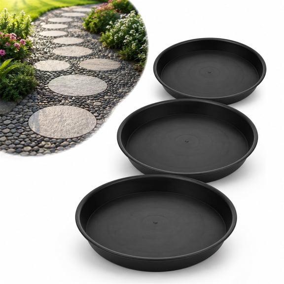 3 Pcs Round Stepping Stone Mold Cement Molds Plastic Concrete Molds Reusable Concrete Mold for Casting Garden Pavement Walkway Precast Forms Walkway,Black(3 Size-8.7''/10.2''/ 10.8'')