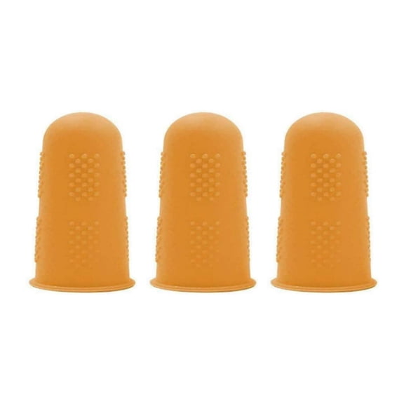 3 Pcs Rubber Fingers Tips for Sorting Papers Tips Finger Protectors Covers for Hand Sewing Reusable Grips Rubber Thimbles for Money Counting Collating Knitting Paperwork Hot Glue Sorting Orange