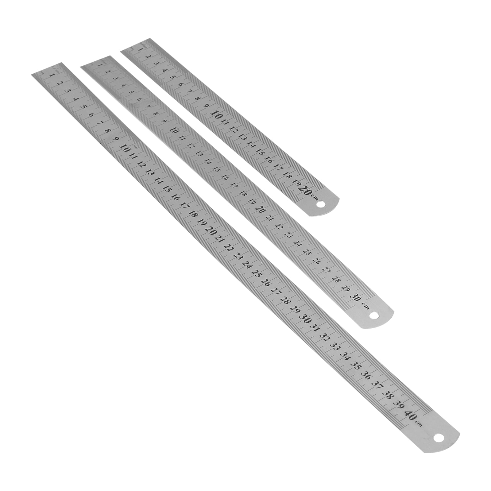 3 Pcs Ruler With Centimeters And Inches Steel Scale Thick Metal The
