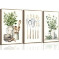 thumbnail image 1 of 3 Pcs Sage Green Farmhouse Kitchen Canvas Wall Art Minimalist Dining Room Eucalyptus leaves plant Painting Pictures Wall Decor Poster Print Artwork For Dining Room kitchen Home Decoration, 1 of 6
