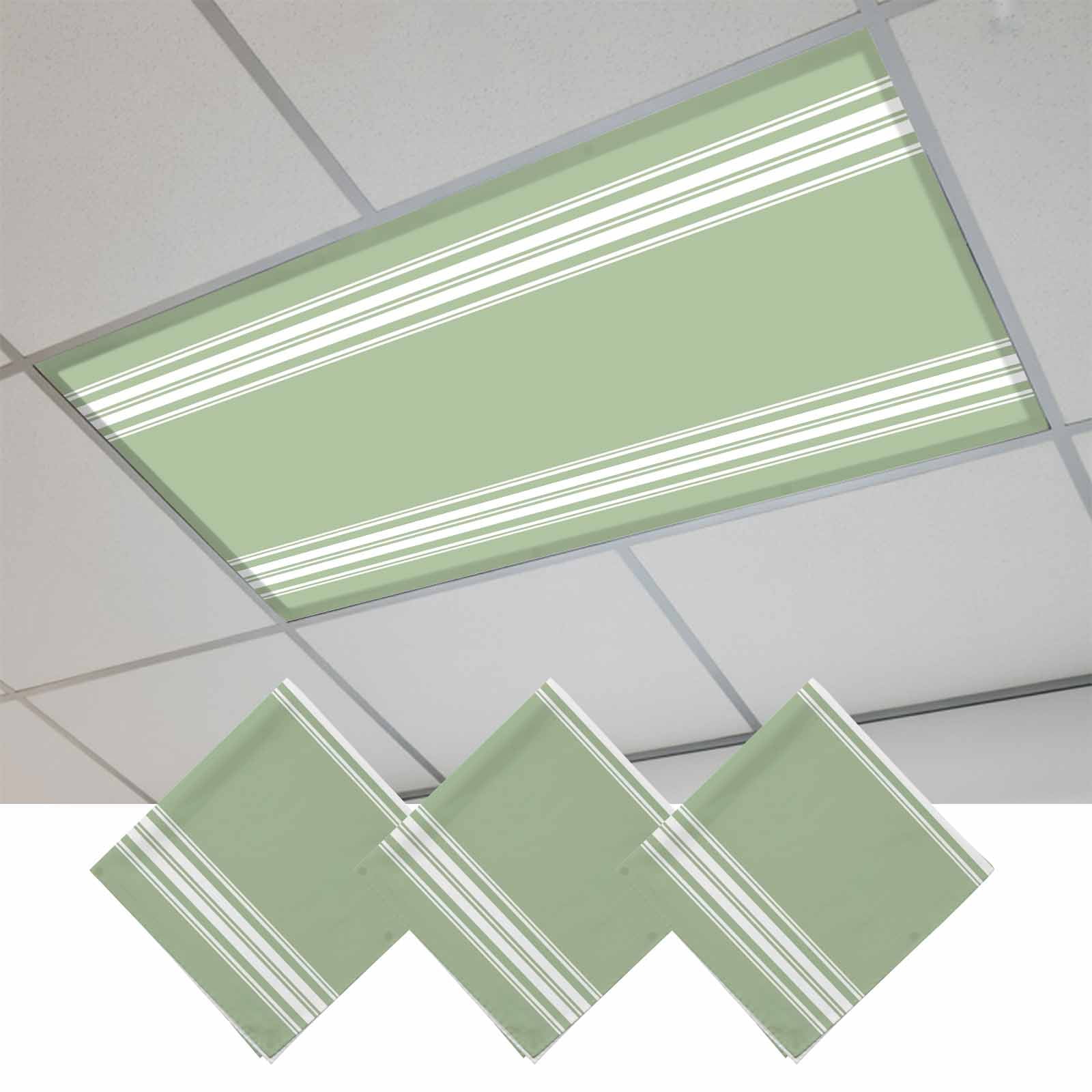 3 Pcs Sage Green Fluorescent Light Covers White Striped Magnetic Light ...