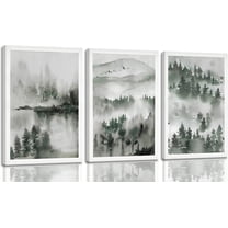 3 Pcs Sage Green Wildflowers Canvas Wall Art Neutral Minimalist Abstract Boho Floral Botanical Painting Pictures Wall Decor Poster Print Artwork for Living Room Bedroom Home Decoration