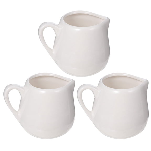 3 Pcs Sauce Spoon Coffee Cups with Lids Cream Pitcher Milk Mini Jug White Ceramics Child