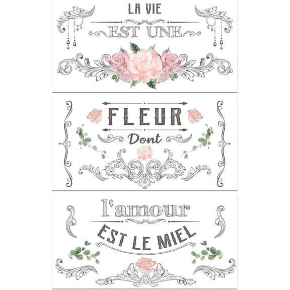 3 Pcs Scrapbook Flower Rub on Transfers for Furniture and Crafts Decals 6x12 inch Furniture Transfer