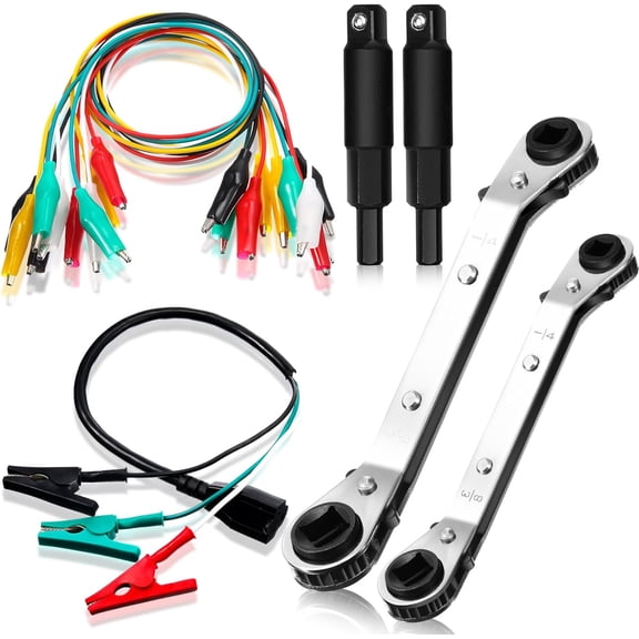 3 Pcs  Service Wrench Tool Refrigeration Wrench with Hexagon Bit Adapter 3/16 to 3/8 5/16'' x 1/4'' Adaptor Cord Compatible with Rt250/Et310 Crocodile Alligator Clip Electrical Lead Test