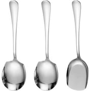 3 Pcs Serving Spoons, Dingrich Stainless Steel Serving Spoon, Large Spoon with Long Handle, Cooking Serving Set for Home Kitchen, Dining Room, Restaurant Banquet (Silver, 8.2 x 2.3 in)