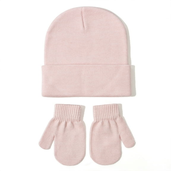 3 Pcs Set Children Hat Gloves Set,Winter Knitted Hat & Warm Lined -Thick Soft Yarn Cap,Warm Thermal for Cold Weather Stylish Headwear For Outdoor Activities,Size:S