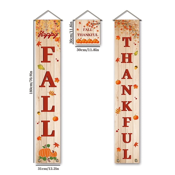 3 Pcs/Set Fall Thankful Theme Banner Door Hanging Banner Flag Hanging Decorations Welcome Couplet Sign Set for Home Front Door