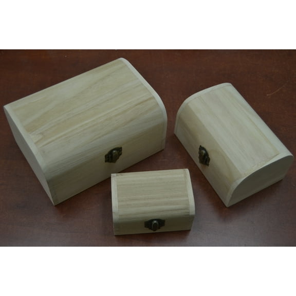 3 Pcs Set Handmade Brown Chest Wood Storage Keepsake Wood Boxes
