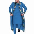 thumbnail image 1 of 3 Pcs Set Long Robe Tops and Trouser Suits African Print Party Wedding African Men Clothing, 1 of 2