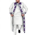thumbnail image 1 of 3 Pcs Set Long Robe Tops and Trouser Suits African Print Party Wedding African Men Clothing, 1 of 5