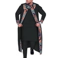 thumbnail image 1 of 3 Pcs Set Long Robe Tops and Trouser Suits African Print Party Wedding African Men Clothing, 1 of 2