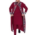 thumbnail image 1 of 3 Pcs Set Long Robe Tops and Trouser Suits African Print Party Wedding African Men Clothing, 1 of 5