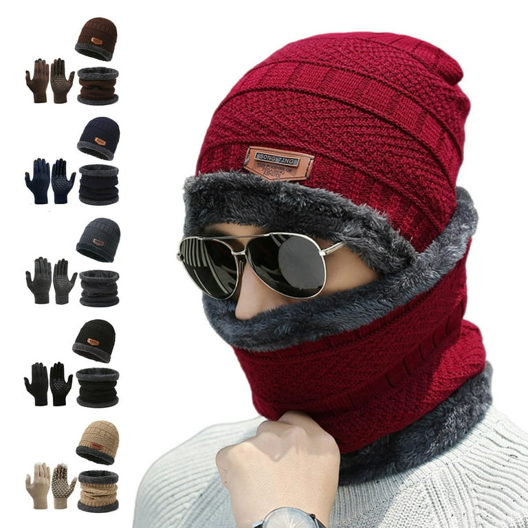 Hat scarf gloves set mens shop