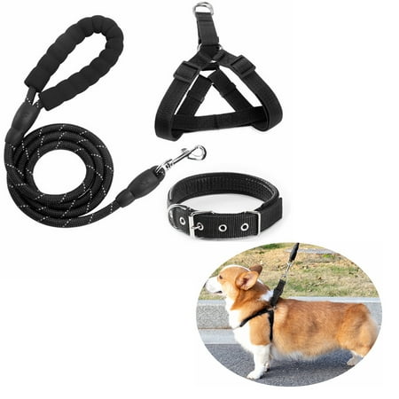 3 Pcs Set Pet Leash Adjustable Dog Chest Strap Dog Collar Easy Walk Dog Harness Reflective Outdoor Walking Rope