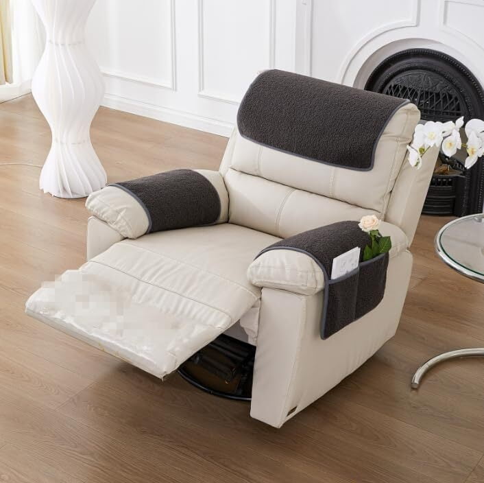3 Pcs/Set Recliner Covers Armrest Covers for Recliner Chair with Storage Pockets Headrest Cover for Sofa Recliner Protector