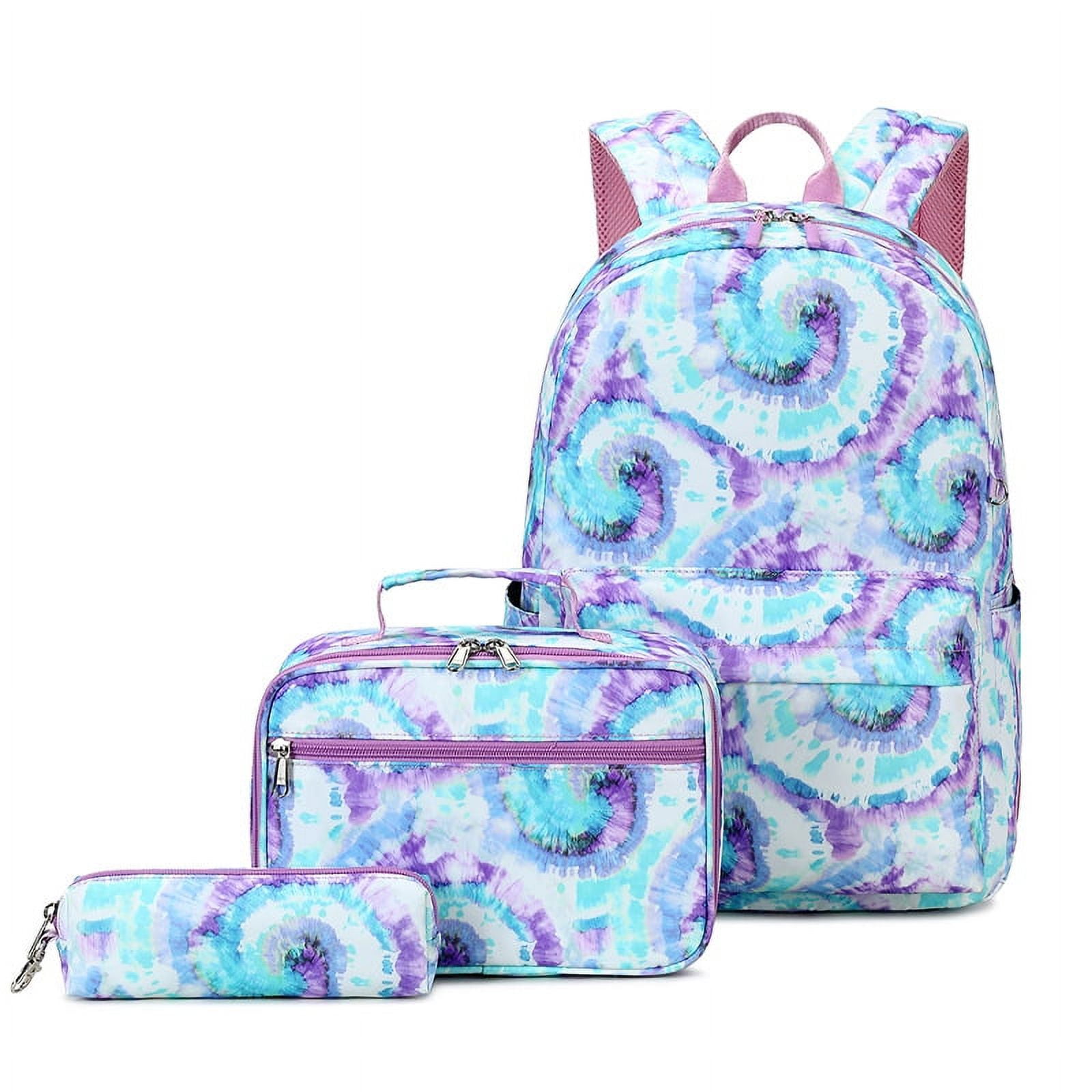 3 Pcs Set Tie Dye Backpacks Cute Student School Bag for Girls Waterproof School bags with Lunch bag Pencil Case Green Walmart
