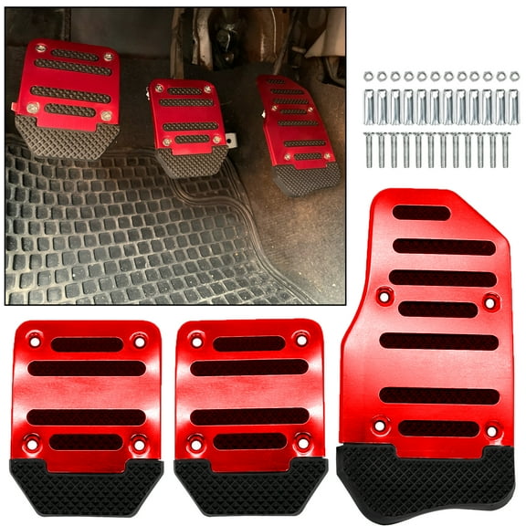 3 Pcs/Set Universal Non-Slip Car Pedal Pad Cover Red Interior Decor Accessories