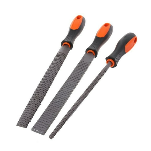 3 Pcs/Set Wood Rasp Steel File Carving Flat Round Semi-circular Shape Metal File Woodworking Craft Handle Tool