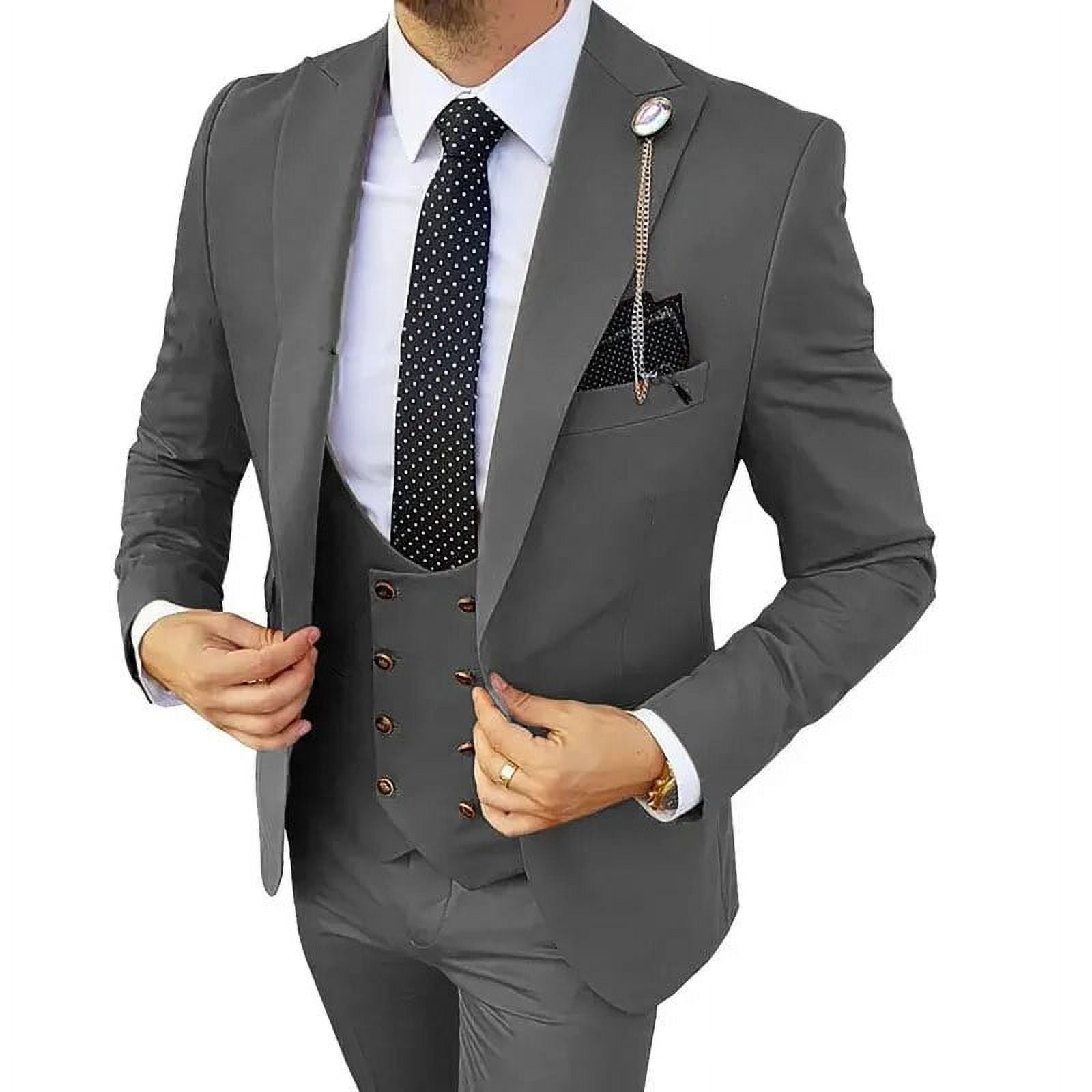 3 Pcs Sets Blazers Jacket Pants Vest / Men Suit 2024 New Business Wedding  Fashion Host Clothes Slim Fit Coat Trousers Waistcoat - Walmart.com