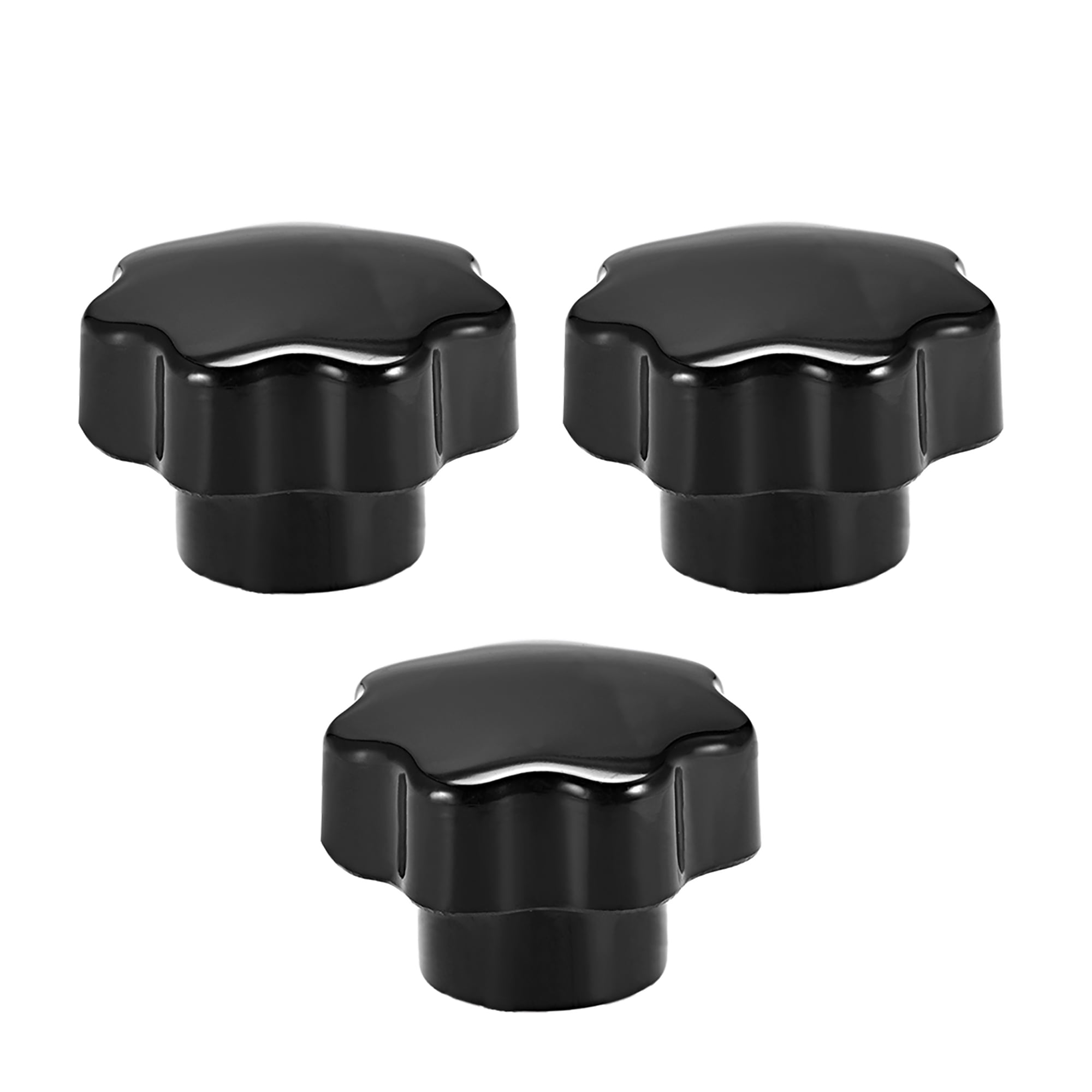 3 Pcs Seven Star Knob Grip Handle M10 Dia Brass Insert Female Threaded Black